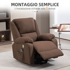 HOMCOM Reclining Lift Chair with Footrest, in Linen Effect Fabric, 87x92x105 cm, Coffee - Borgè