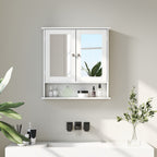 kleankin Wall-Mounted Bathroom Cabinet with 2 Mirrored Doors and Open Shelf, 56x13x58 cm, White
