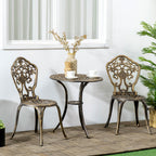 3-Piece Aluminum Outdoor Set with 2 Garden Chairs and Round Table with Umbrella Hole, Bronze