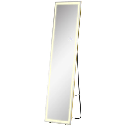 Floor and Wall Mirror with Adjustable LED Light and Remote Control, 40x37x156.5cm