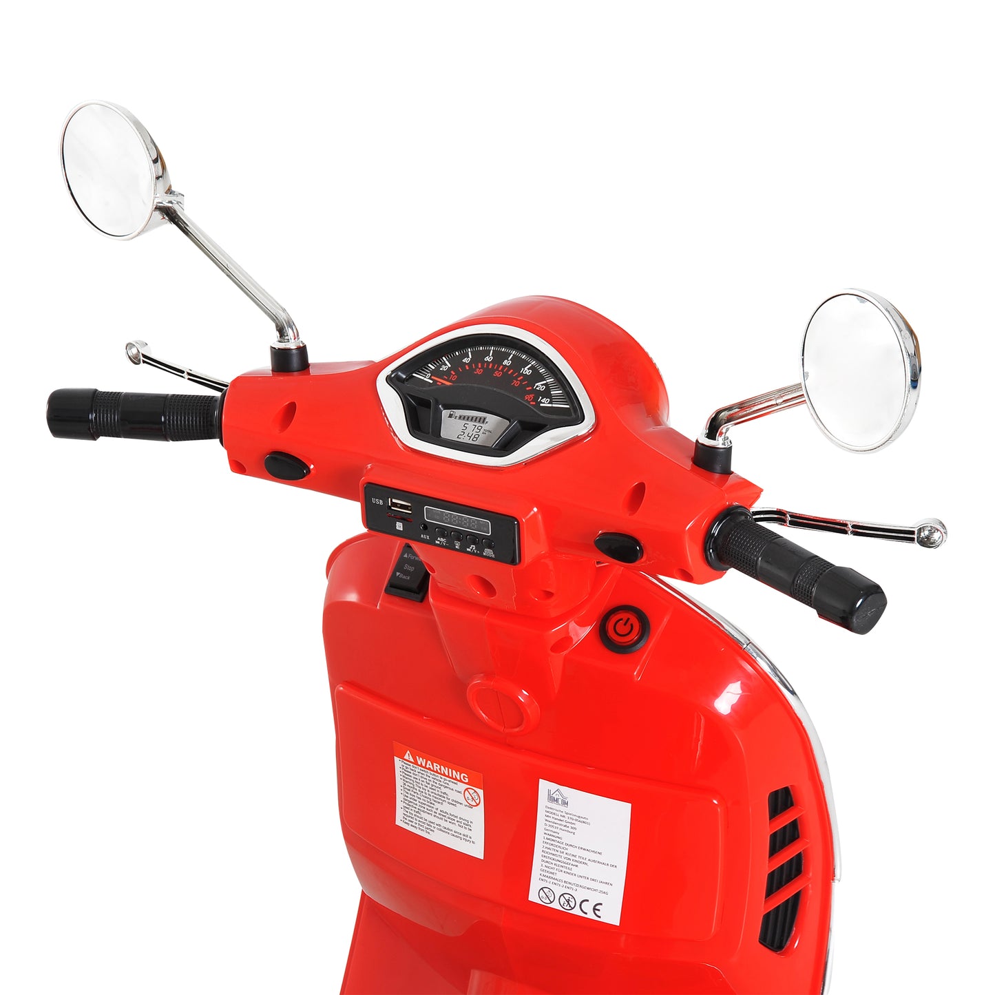 Electric Motorcycle for Kids Vespa Design, 6V Battery with Sounds and Lights, Ages 3-6 Years, Red