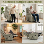 170° Electric Lift Recliner Chair in Breathable Faux Leather with 2 Motors, Remote Control, 4 Wheels, Brake, Footrest, Side Pockets, Cream