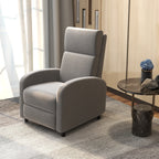 160° Reclining Armchair in Linen Effect Fabric with Square Armrests, 64x86x102 cm, Grey - Borgè