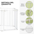 PawHut Adjustable and Foldable Dog Gate with Automatic Closure and Lock, 300 x 74.5 cm, White