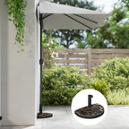 Half-Moon Umbrella Base Ø38 mm and Ø48 mm with Crank Handle, Resin Umbrella Base, 50x31x32 cm, Bronze