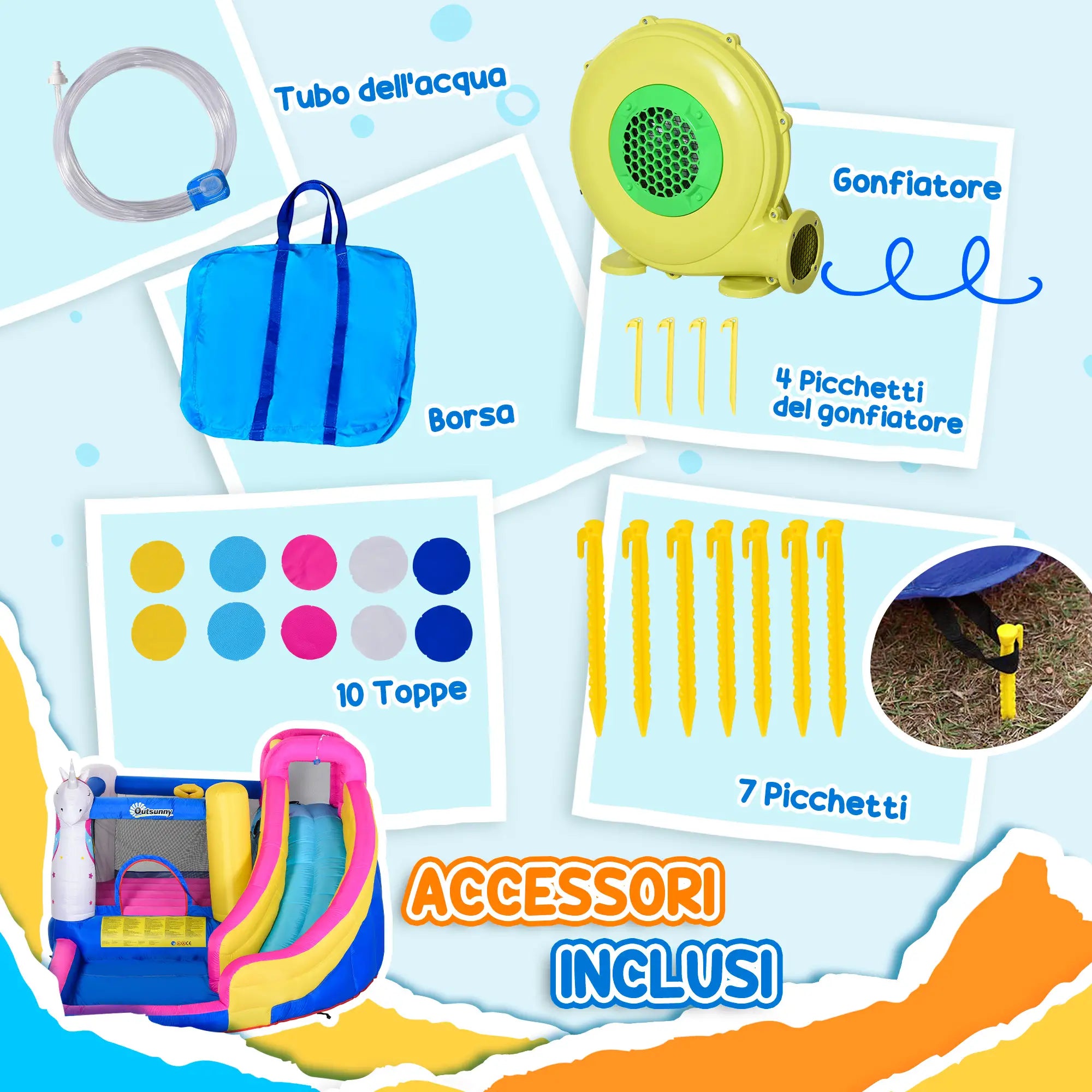 Inflatable Bouncy Castle for Kids with Slide, Pool and Basketball Hoop, Giant Inflatable Bouncy Game for 3 Children, 360x305x210 cm - Borge' Group Limited