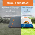 4-6 Person 2-Room Camping Tent with Veranda, Waterproof and UPF 30+, Carry Bag, Blue