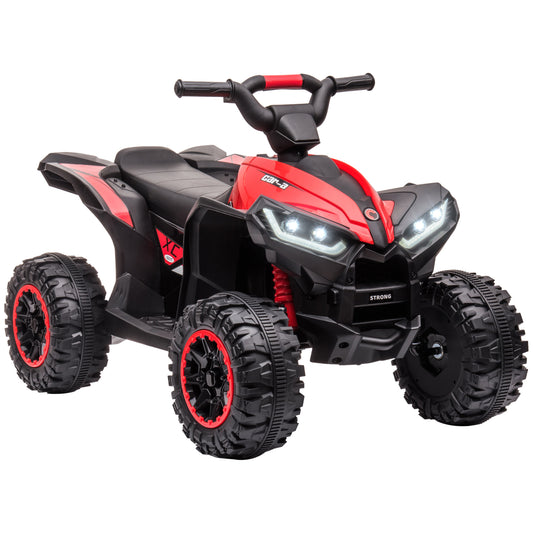 Electric Quad for Children 12V, 2 Speeds, Wide Wheels with Suspension and LED Headlights, Age 3-5 Years, Red