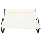Outsunny 2-Seater Sun Lounger, Metal and Textilene Rocking Garden Lounger, 140x200x36-88cm, Cream White