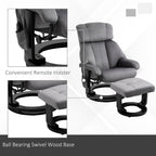 Reclining Massage Chair with Footrest and Remote Control in PU Faux Leather, 76x80x102 cm, Grey