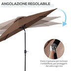 Outsunny 3x2.5 m Tilting Garden Umbrella with Removable Pole, Metal and Polyester, Coffee