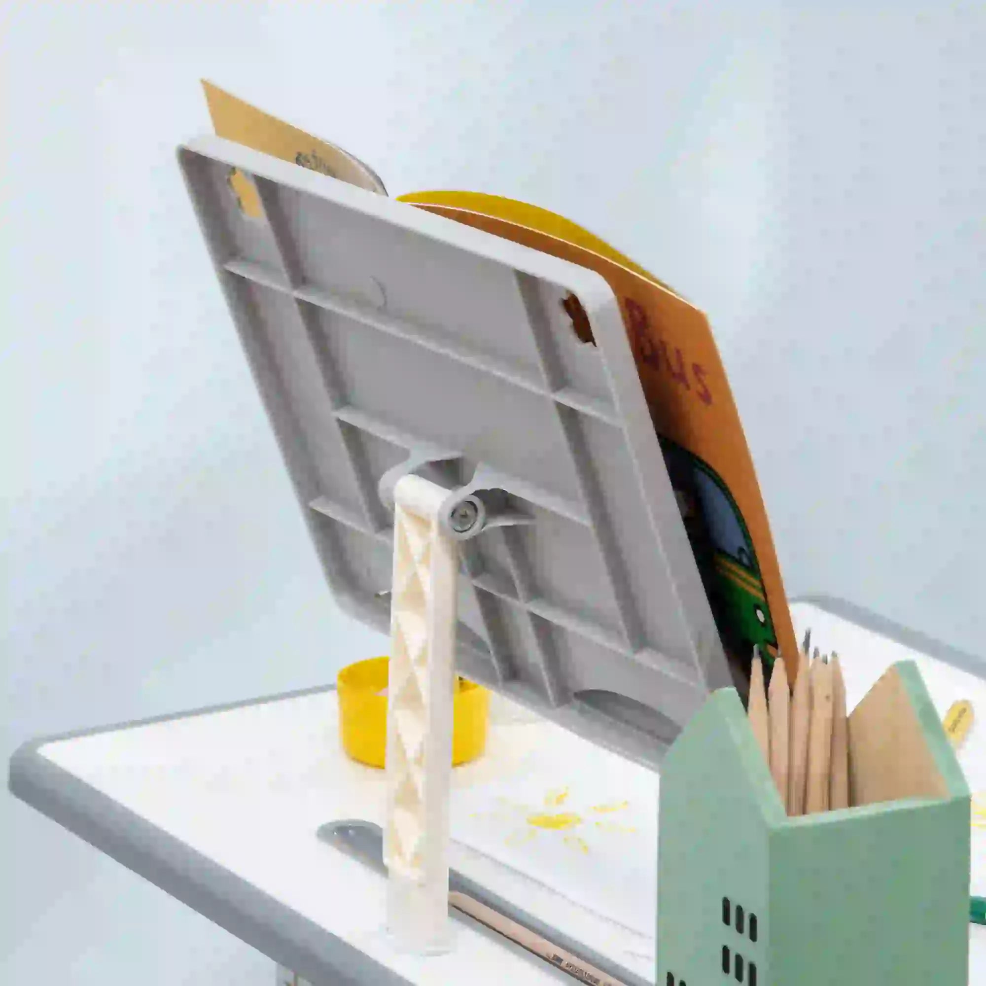 School Desk with Height-Adjustable Chair and Light for Children 6-12 Years, Steel and MDF, Grey