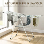 HOMCOM 2-Tier Clothes Airer, Adjustable to 4 Heights, Metal and Plastic, 156.5 x 61.5 x 97 cm, White