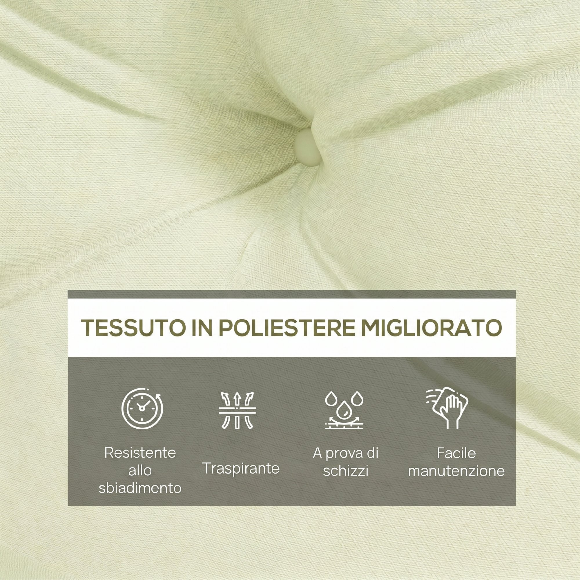 Outsunny 2-Piece Garden Cushion Set for Sofas and Pallets in Polyester with Thick Filling, Cream