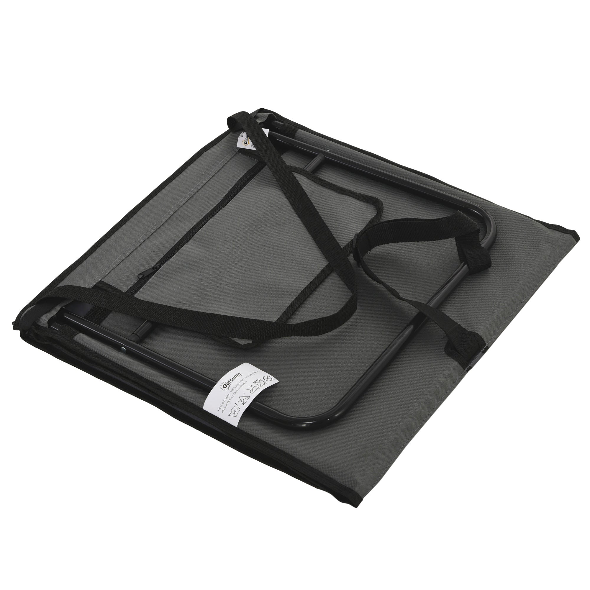 Outsunny Set of 2 Adjustable Folding Deck Chairs with Pocket, 142x51x40 cm, Grey