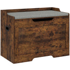 103L Multifunctional Storage Bench in Wood with Grey Fabric Cushion, 75x40x56 cm