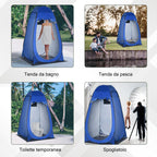 Camping and Beach Shower Tent with Zipper Door and Transport Bag, 126x124x189 cm, Dark Blue