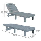 Outsunny Set of 2 Sun Loungers with Adjustable Backrest and Trays, in Polypropylene, 62x158x88 cm, Dark Grey