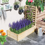 Planter with Trellis for Climbing and Open Bottom, in Fir Wood, 115x60x110 cm, Wood color