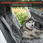 Velvet Dog Car Seat Cover with Non-Slip Backing and Attachment Straps, 160x145cm, Grey