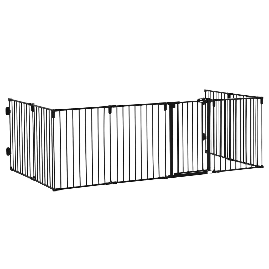 8 Section Folding Dog Safety Gate, Self-Locking & Locking System, Black - Borge' Group Limited