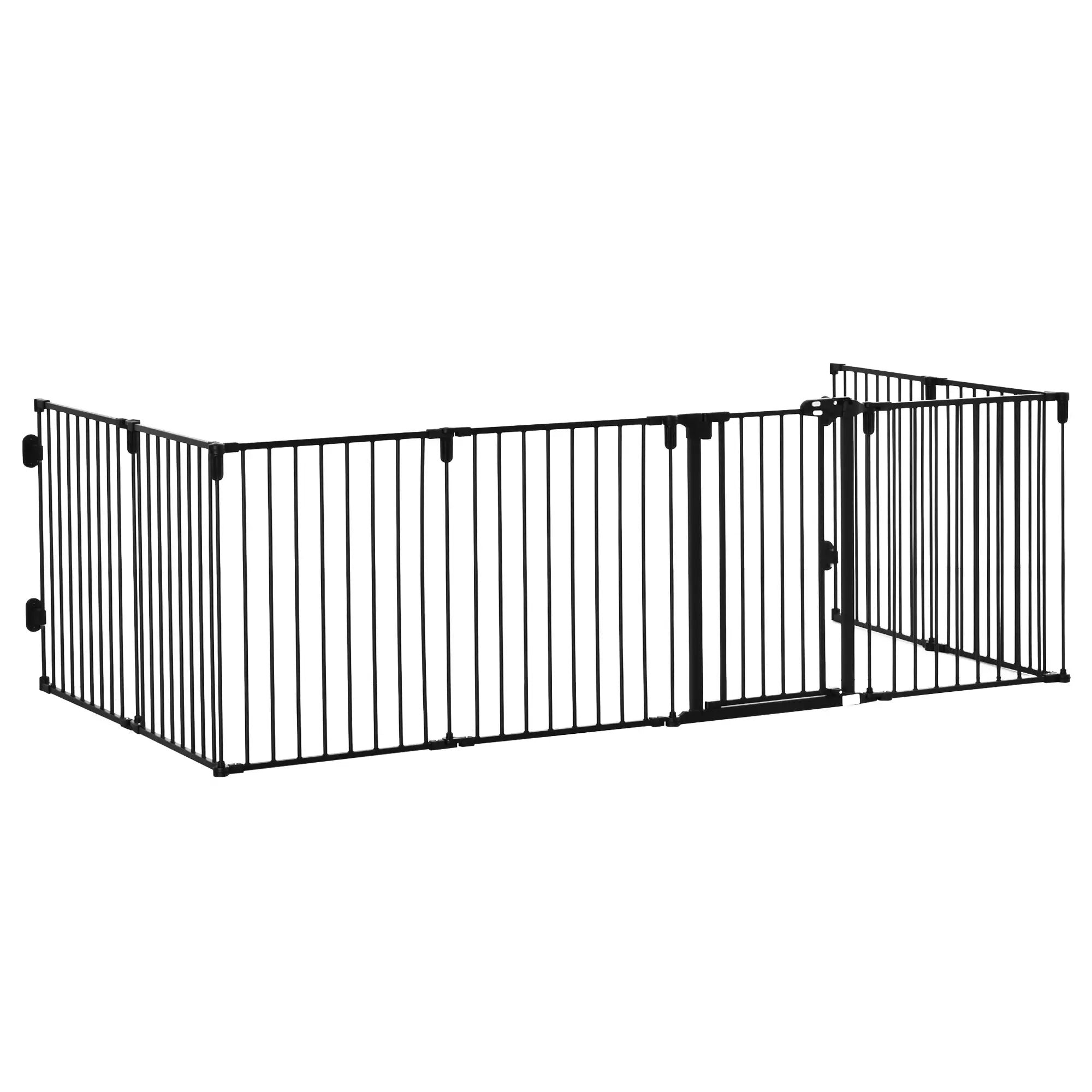 8 Section Folding Dog Safety Gate, Self-Locking & Locking System, Black - Borge' Group Limited