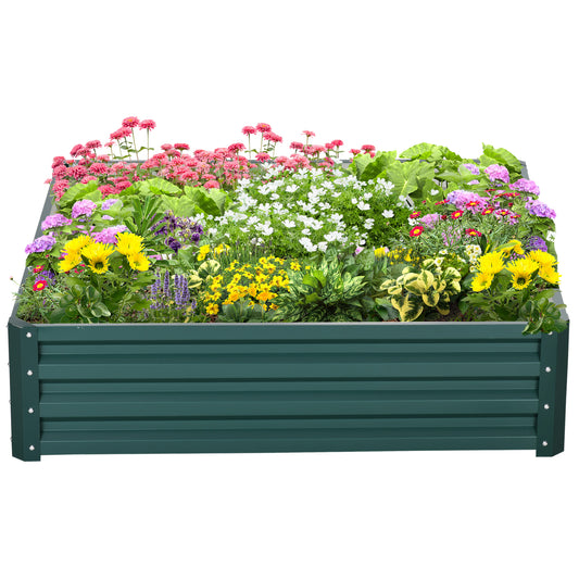 Open Bottom Raised Garden Bed with Covering, in Galvanized Steel, 120x120x30 cm, Green - Borgè