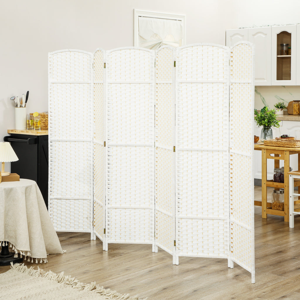HOMCOM 6-Panel Folding Room Divider, 240x170 cm, White