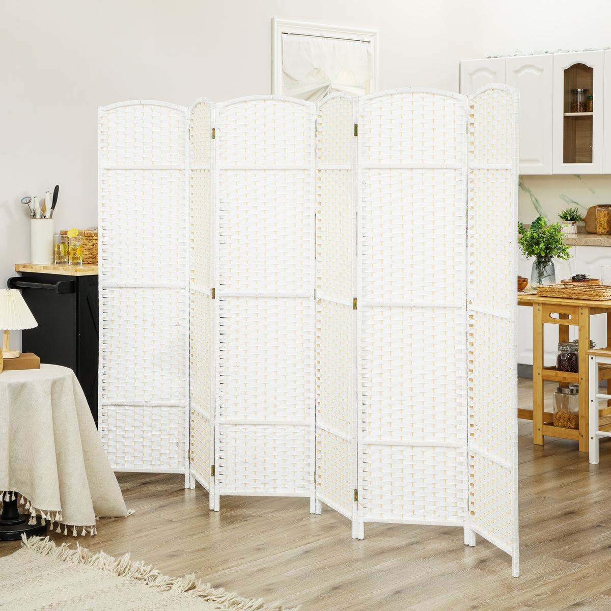 HOMCOM 6-Panel Folding Room Divider, 240x170 cm, White