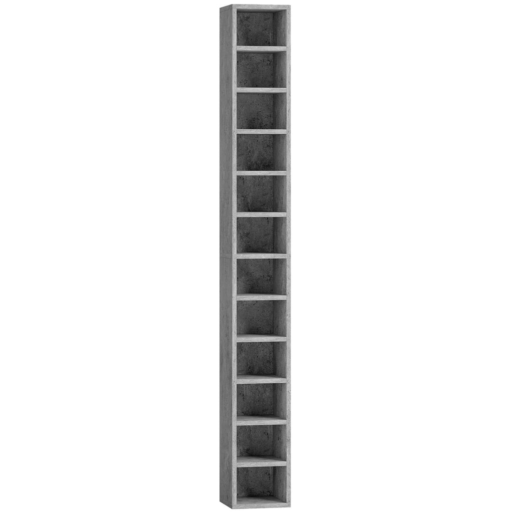HOMCOM 12-Tier CD Storage Cabinet for 204 CDs, MDF and Chipboard, 21x20x175 cm, Grey