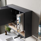 Bathroom Mirror 3-Door with 8-Compartment Cabinet and Soft-Cushioned Doors, 80x20x60 cm, Grey