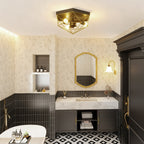 Industrial Style Geometric Ceiling Lamp with 3 E27 Sockets for LED Bulbs, Black and Gold