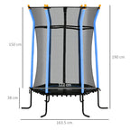 Children's Trampoline with Hinged Entry and Padded Poles, in Steel, PP and EPE, Ø163.5x190 cm, Light Blue
