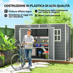 Outsunny 2-Door Tool Shed with Windows and Air Vents, Made of PP and Aluminum, 303x183x184 cm, Gray