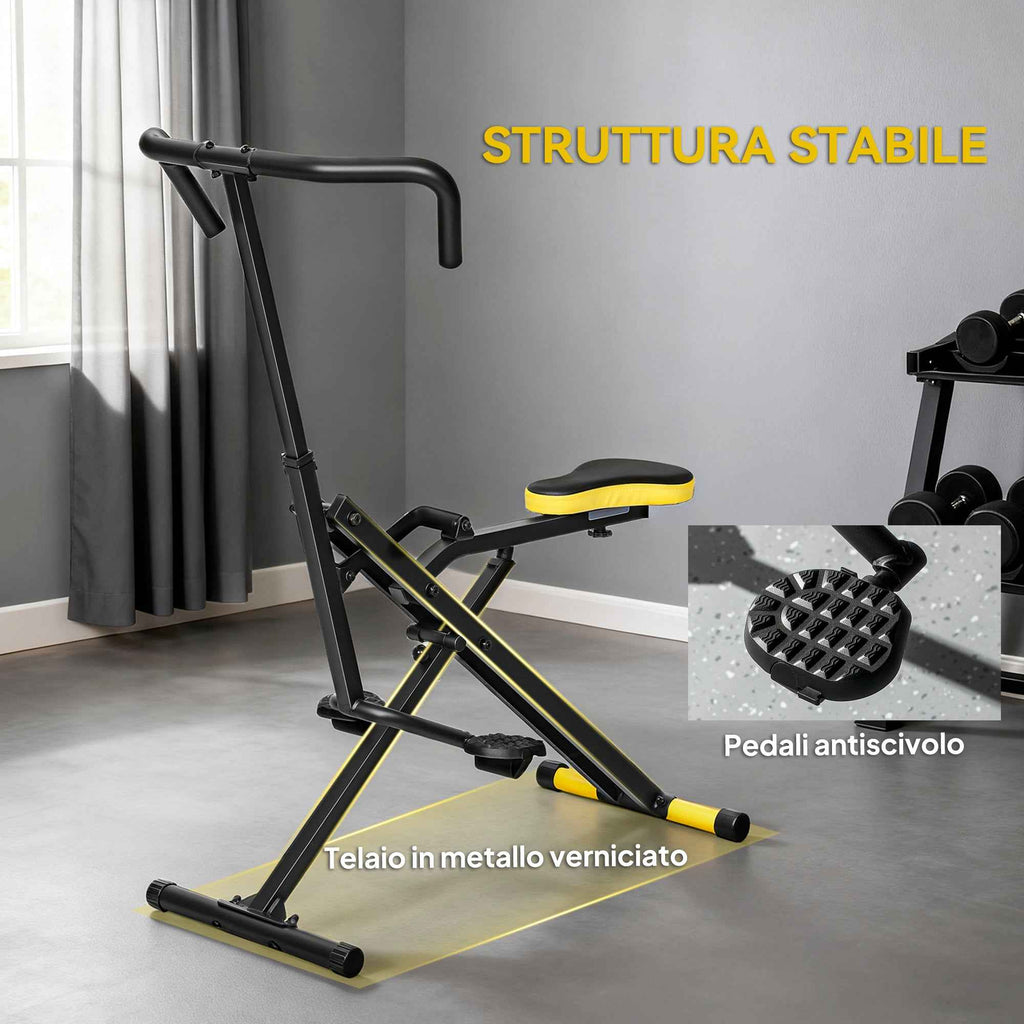 SPORTNOW Folding Total Crunch Machine with Adjustable Seat, Made of Metal and Plastic, 57x105x115 cm, Yellow