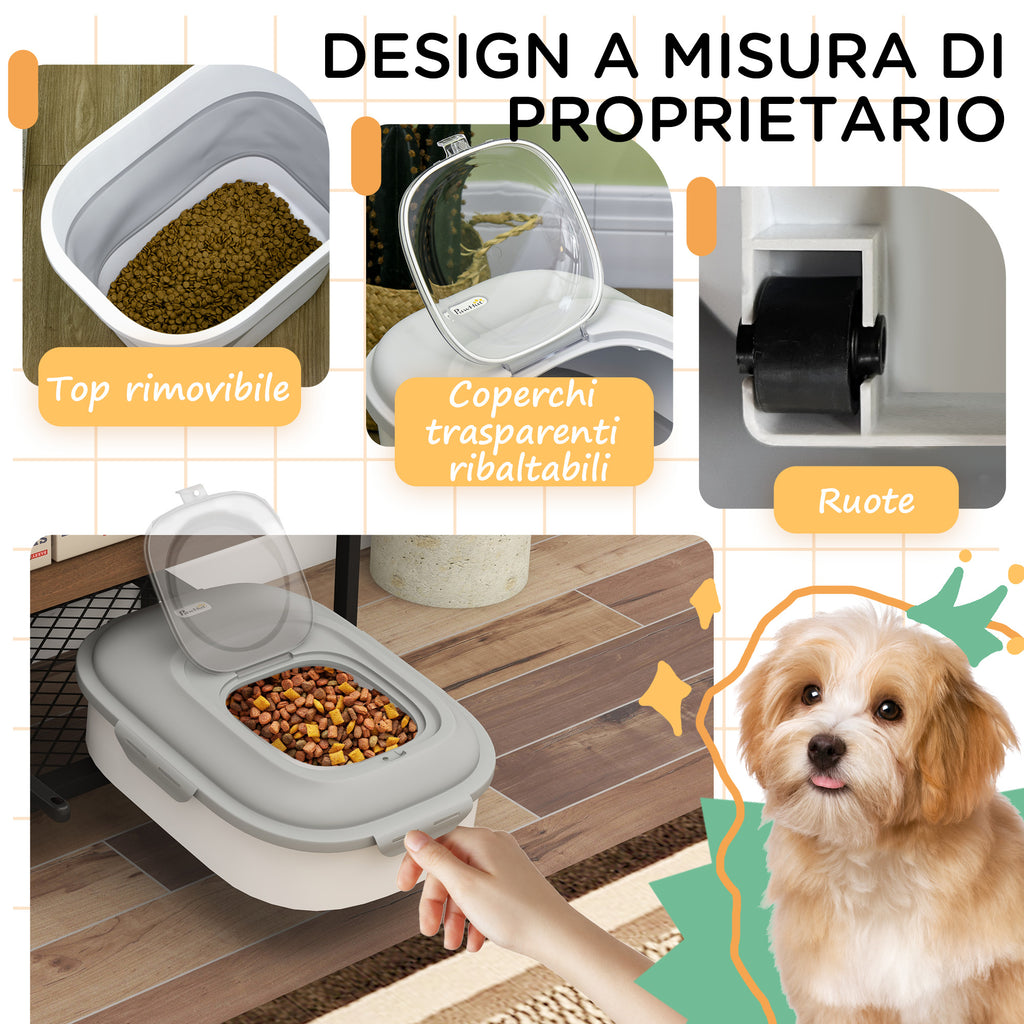 Dog Food Container, 5-25L Capacity, Airtight Seal and Dehumidifying Box, in PP and TPE, 44x32x37 cm, Grey