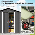 Outsunny Garden Shed Steel Tool Storage Shed 194x107x191 cm, Grey