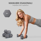 SPORTNOW Set of 2 9kg Hexagonal Dumbbells in Metal and Plastic with Non-Slip Grip, 25x11x11cm, Gray