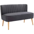 HOMCOM 2-Seater Sofa in Linen-Effect Fabric without Armrests with Wooden Legs, 117x56.5x77 cm, Dark Grey