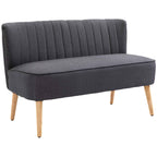 HOMCOM 2-Seater Sofa in Linen-Effect Fabric without Armrests with Wooden Legs, 117x56.5x77 cm, Dark Grey