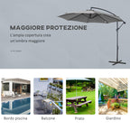 Outsunny 3x2.5 m Off-Center Outdoor Umbrella with Crank Handle, Steel Frame and Anti-UV Polyester, Grey