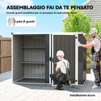 Outsunny Galvanized Steel Garden Shed, Lockable Door, 231 x 125 x 162 cm, Grey