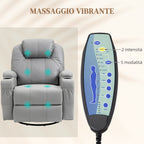 Massage Recliner Chair with Footrest and Remote Control, PU Leather, 89x99x106 cm, Grey
