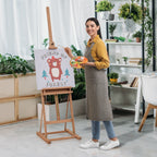 Adjustable Beech Wood Artist Easel with Storage Compartment, 53x50.5x171-230cm