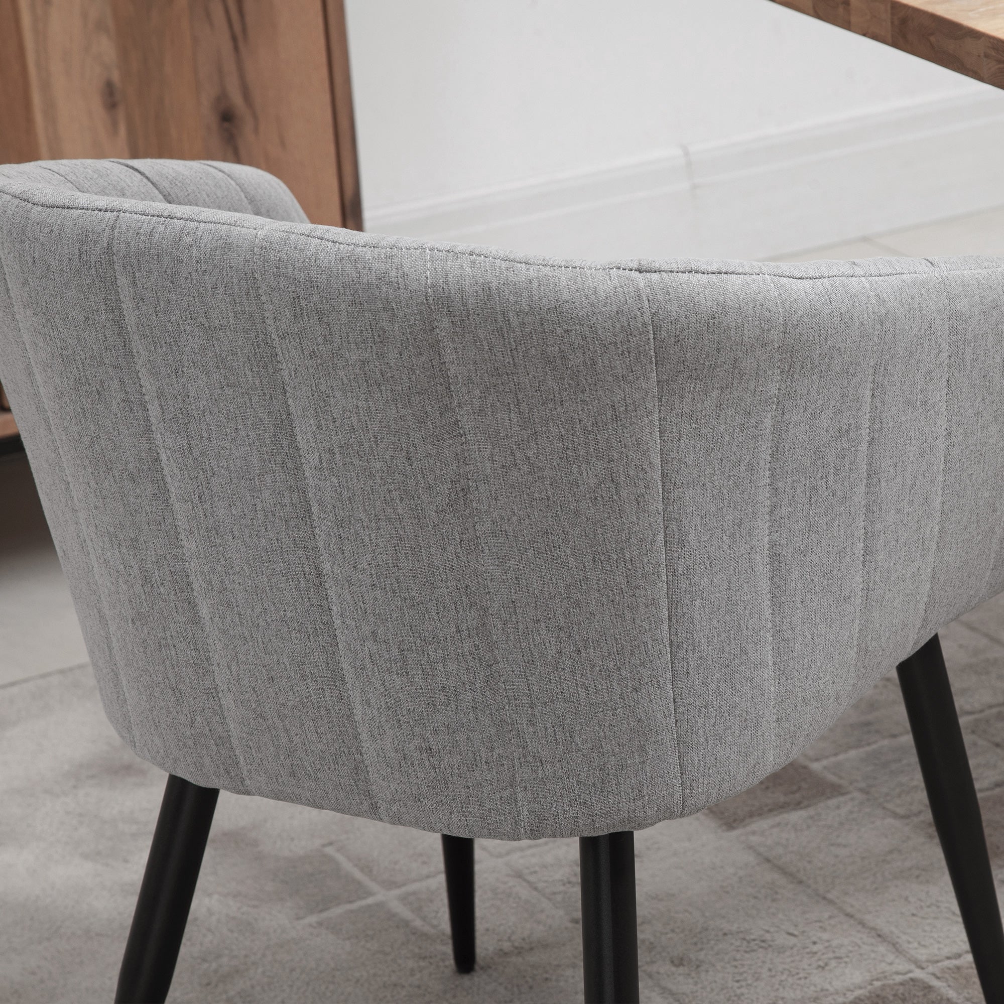 Set of 2 Modern Upholstered Chairs with Fabric Covering for Living Room and Lounge, Light Grey