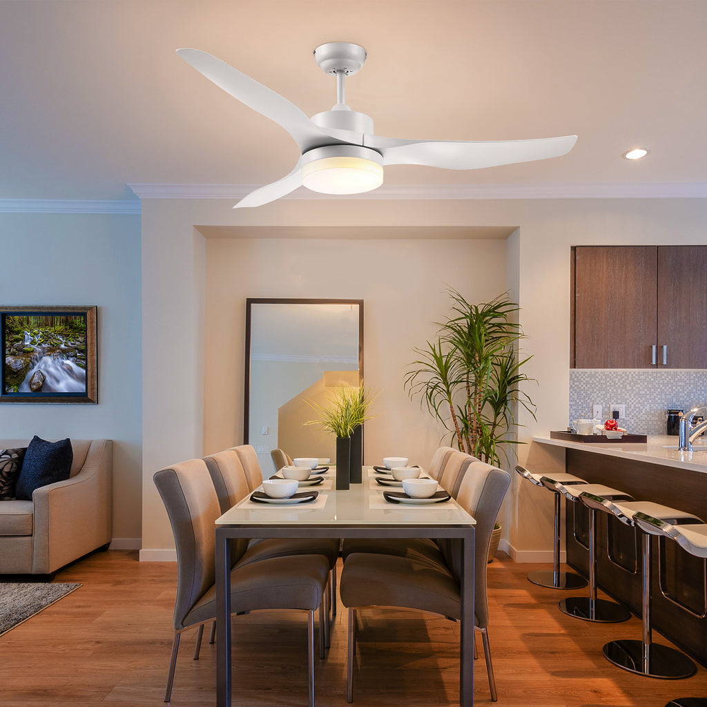 Ceiling Fan with 3-Mode LED Light and Remote Control, 6 Speeds, Φ132x40cm