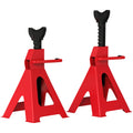 Set of 2 3-ton Car Stands Adjustable from 29-42.5 cm, Carbon Steel and Cast Iron, Red