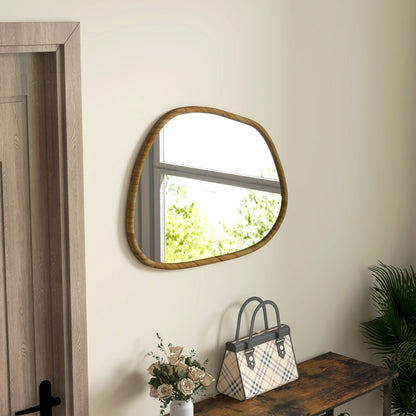 HOMCOM Modern Wall Mirror with Irregular Edges and Wooden Frame for Bedroom and Entrance, 80x60 cm - Borgè