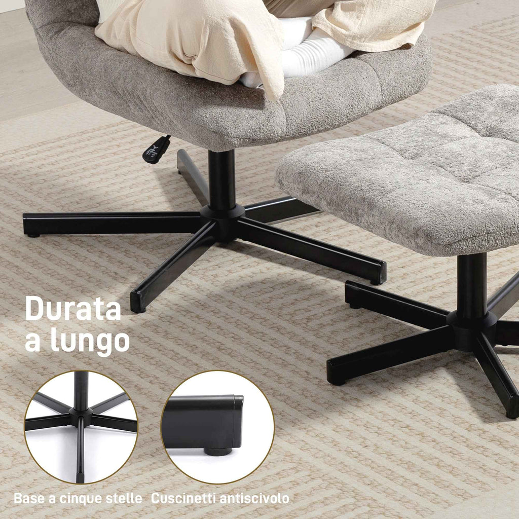 HOMCOM 4-Level Velvet Recliner Chair with Independent Footrest, 66x80x93-104 cm, Grey