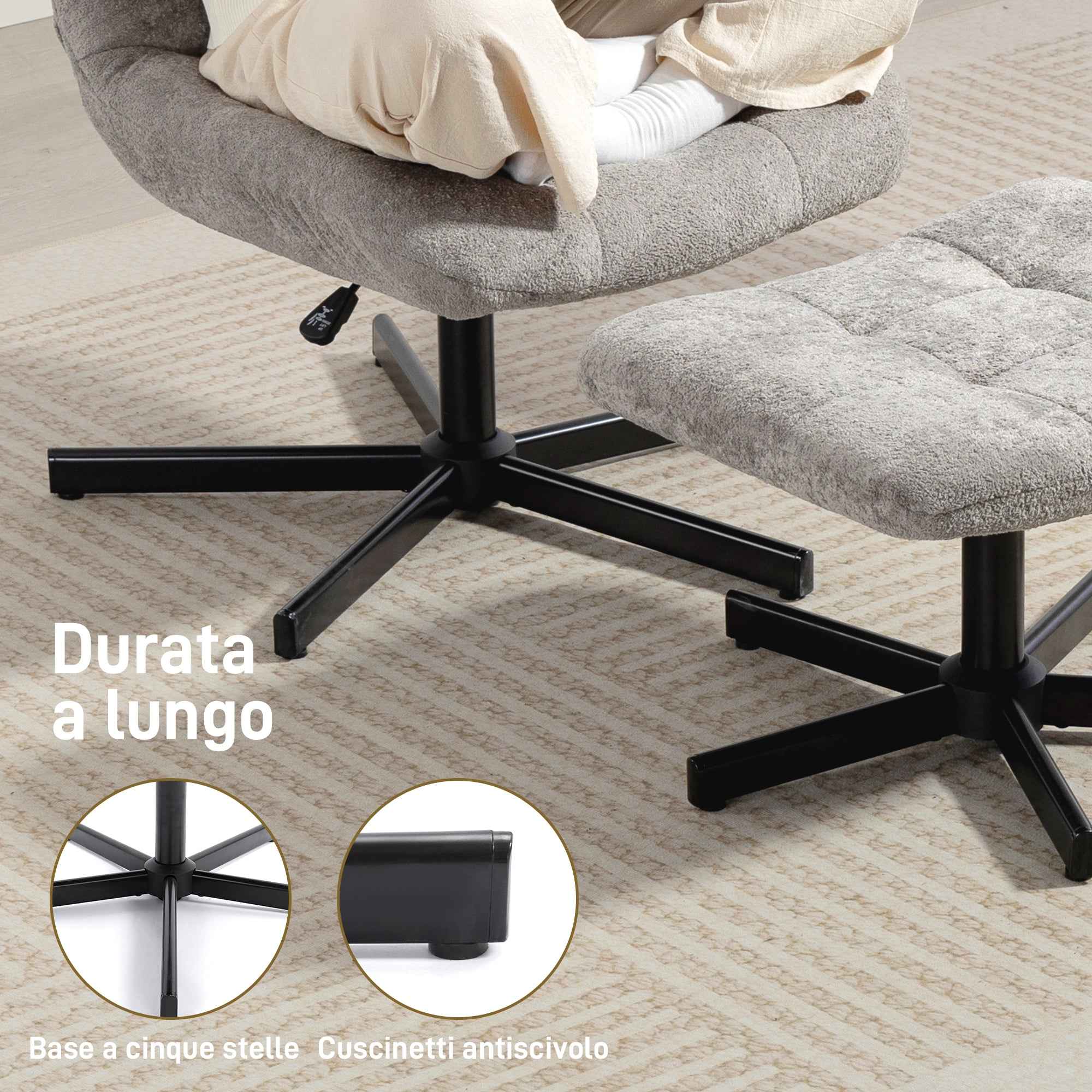 HOMCOM 4-Level Velvet Recliner Chair with Independent Footrest, 66x80x93-104 cm, Grey